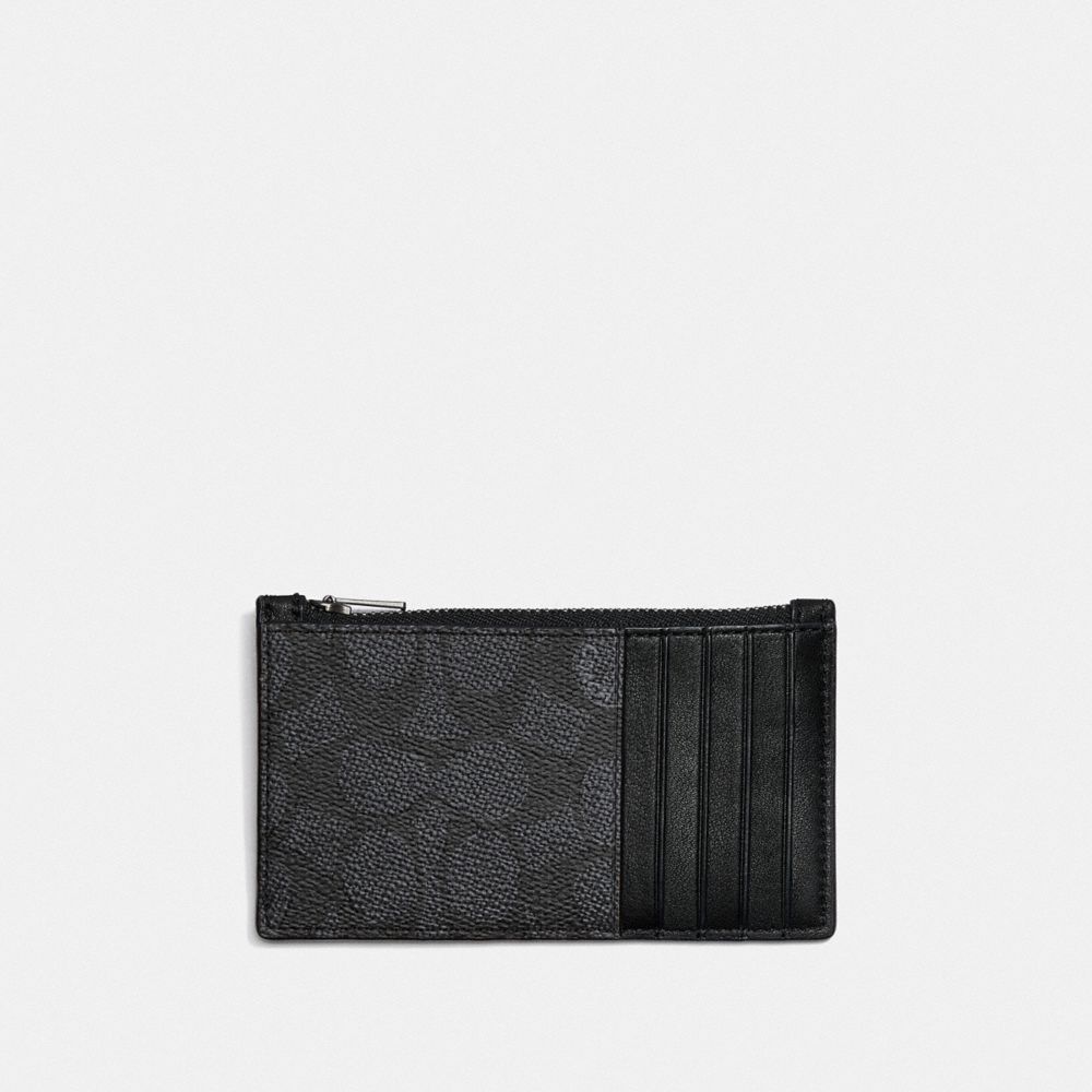 Signature Coated Canvas/Charcoal Coach Zip Card Case In Signature Canvas | COH866776