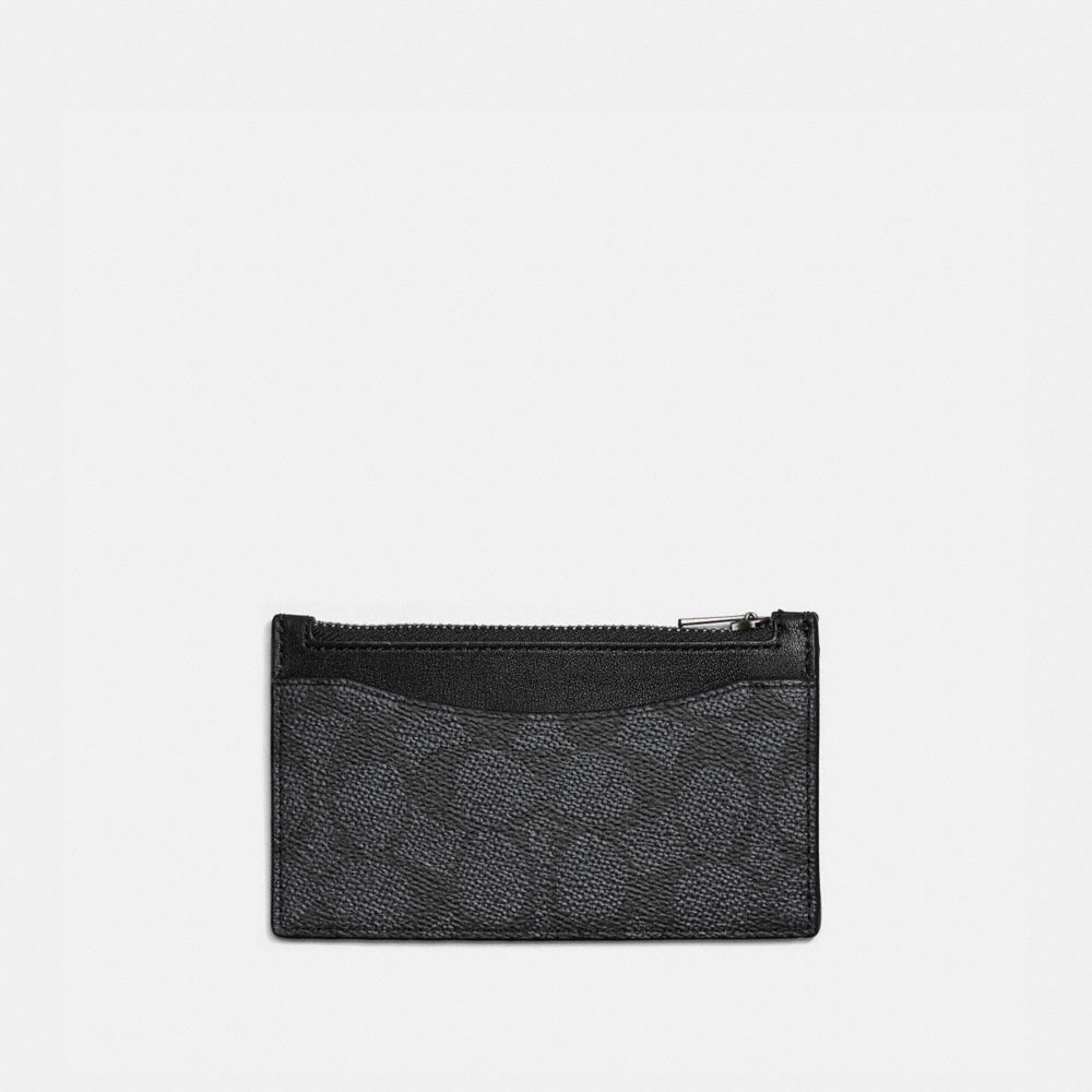Signature Coated Canvas/Charcoal Coach Zip Card Case In Signature Canvas | COH865691