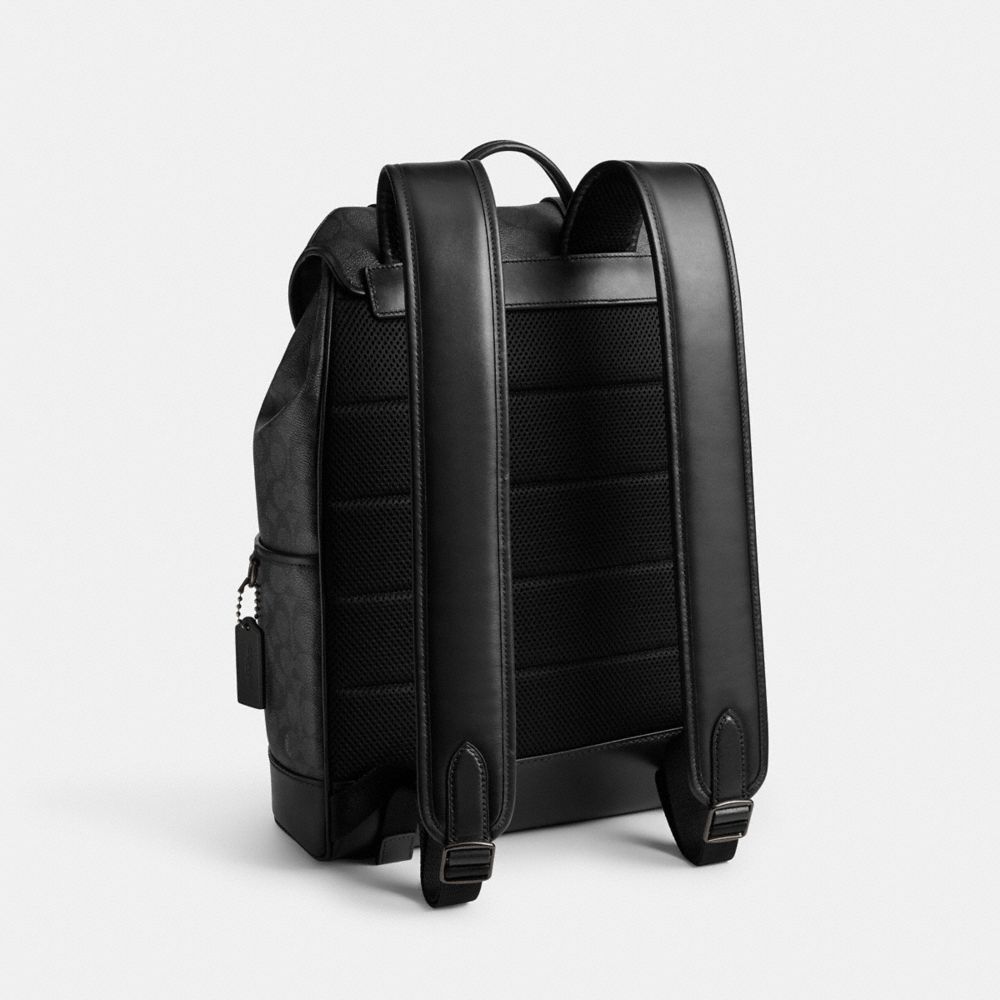 Signature Coated Canvas/Charcoal Signature Coach League Flap Backpack In Signature Canvas | COH866516