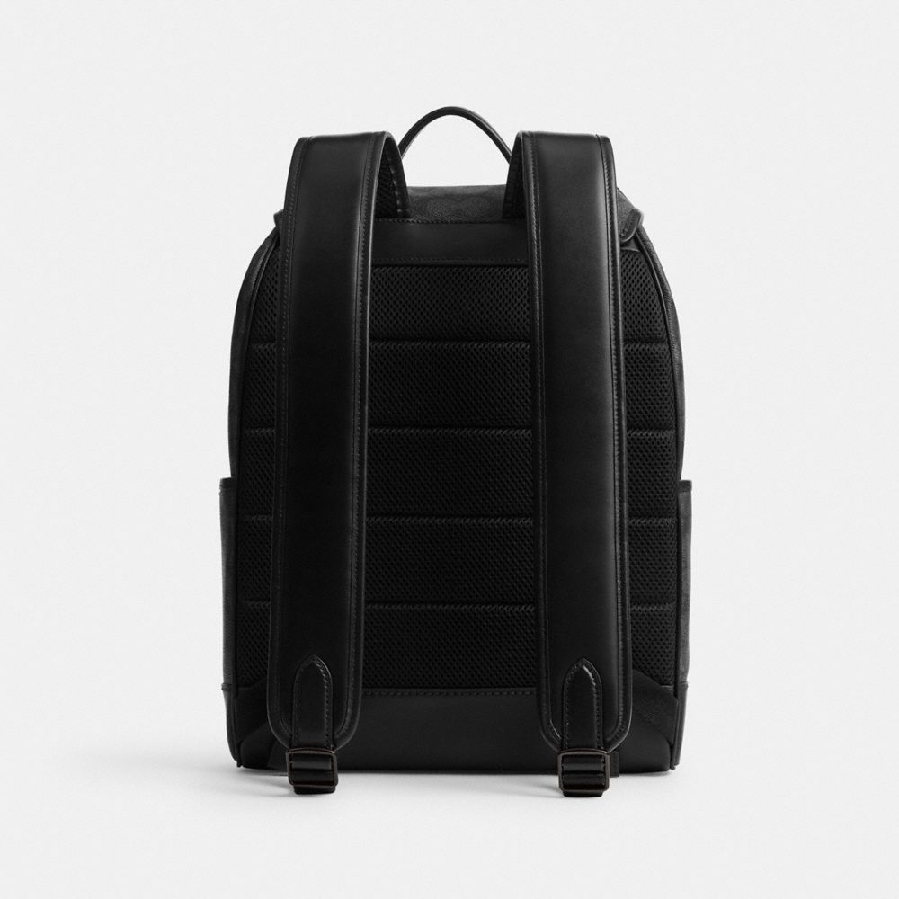 Signature Coated Canvas/Charcoal Signature Coach League Flap Backpack In Signature Canvas | COH866516