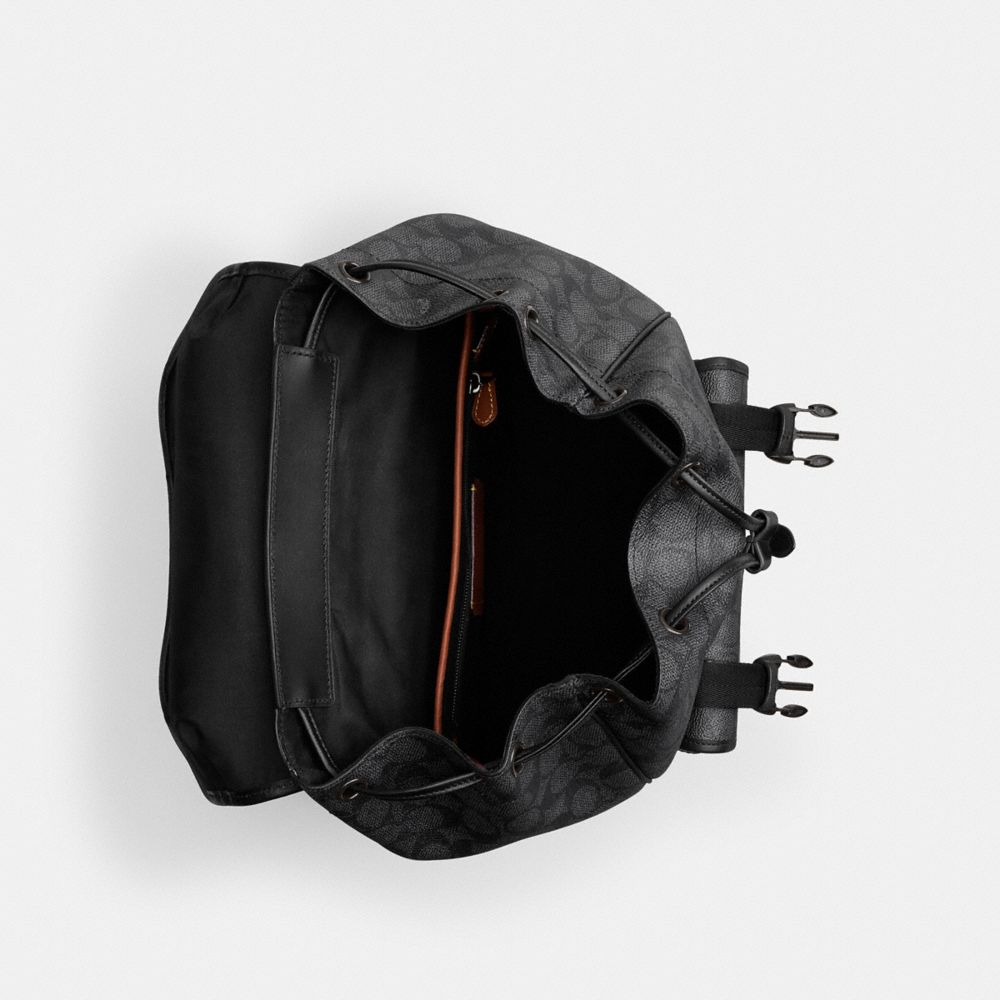 Signature Coated Canvas/Charcoal Signature Coach League Flap Backpack In Signature Canvas | COH866516