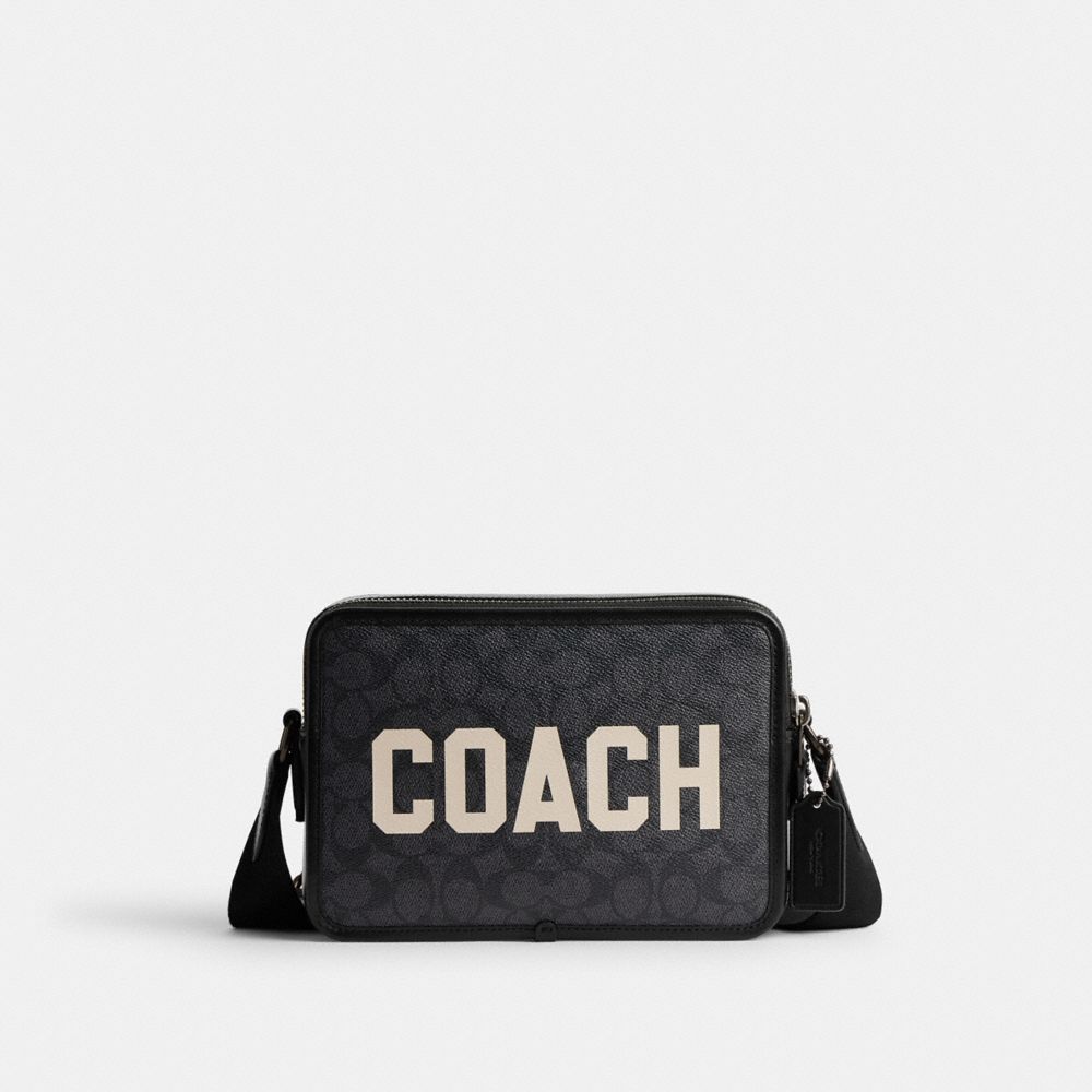 Signature Coated Canvas/Leather/Charcoal Multi Coach Charter Crossbody Bag 24 In Signature Canvas With Graphic | COH866606