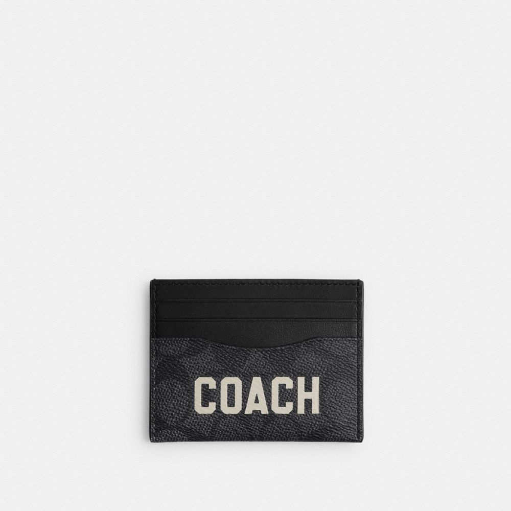 Signature Coated Canvas/Leather/Charcoal Multi Coach Card Case In Signature Canvas With Graphic | COH866771
