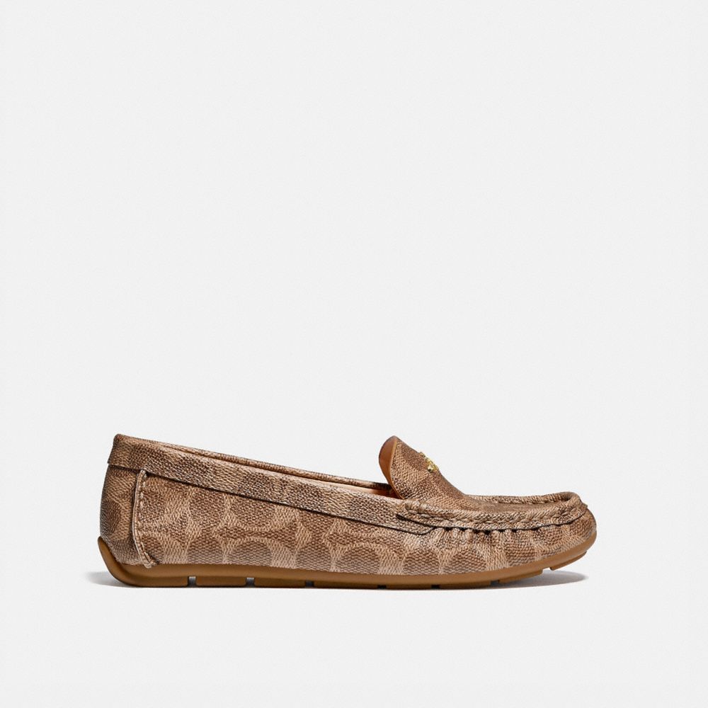 Signature Coated Canvas/Leather/Tan Coach Marley Driver | COH865782