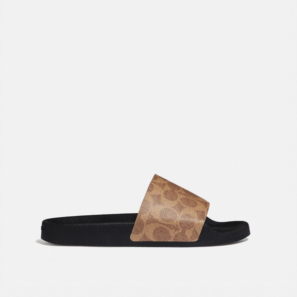 Signature Coated Canvas/Rubber/Tan Coach Udele Sport Slide In Signature Canvas | COH865855