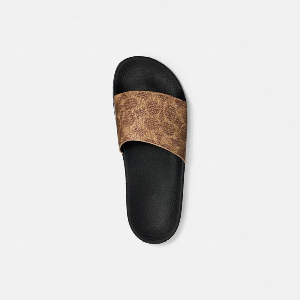 Signature Coated Canvas/Rubber/Tan Coach Udele Sport Slide In Signature Canvas | COH865855
