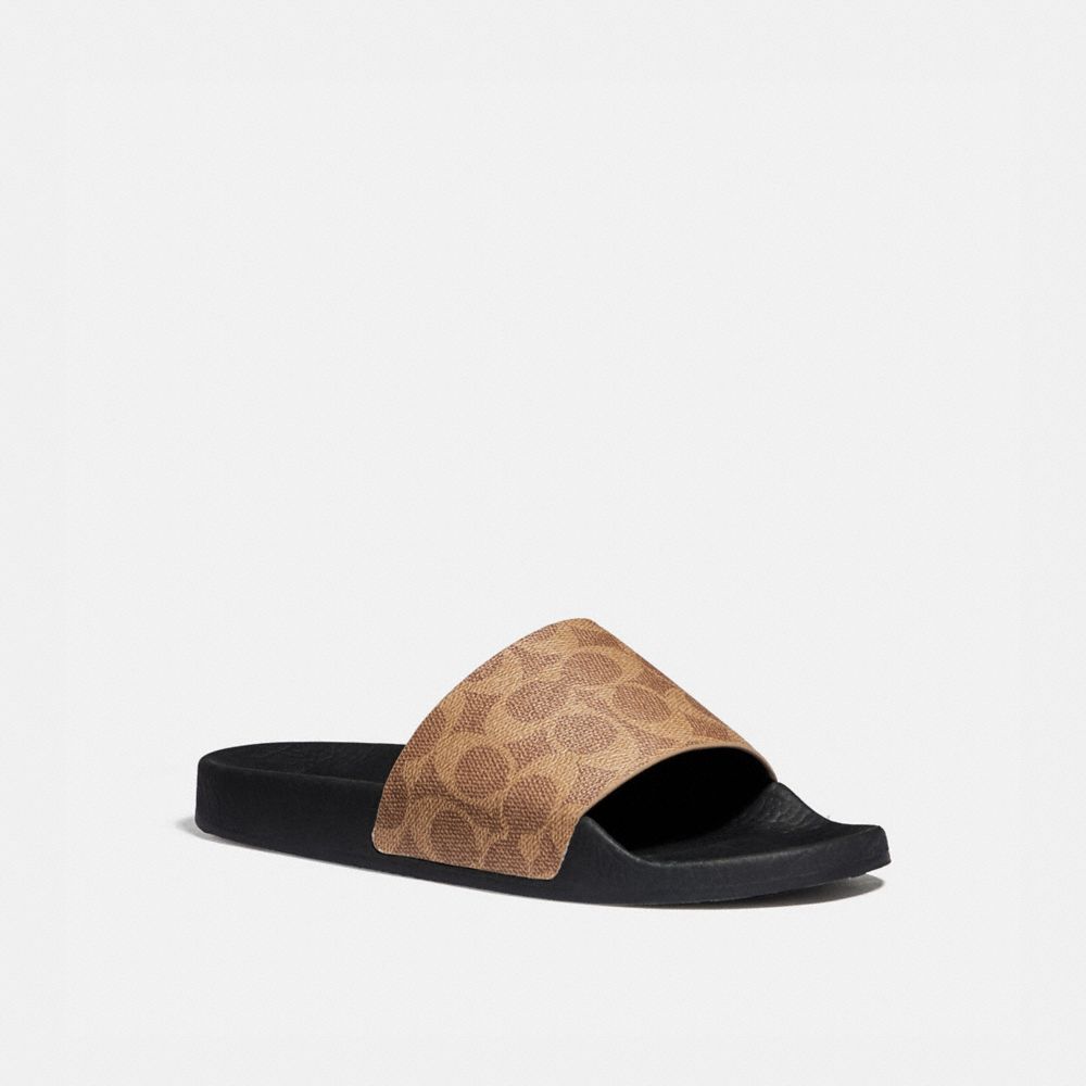 Signature Coated Canvas/Rubber/Tan Coach Udele Sport Slide In Signature Canvas | COH865855