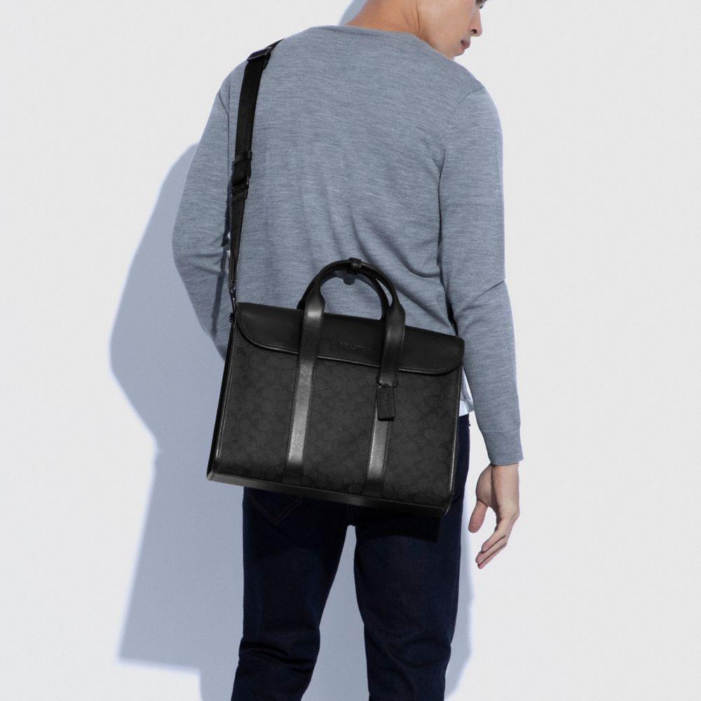 Signature Coated Canvas/Smooth Leather/Black Copper/Charcoal/Bla Coach Gotham Portfolio Bag In Signature Canvas | COH866533