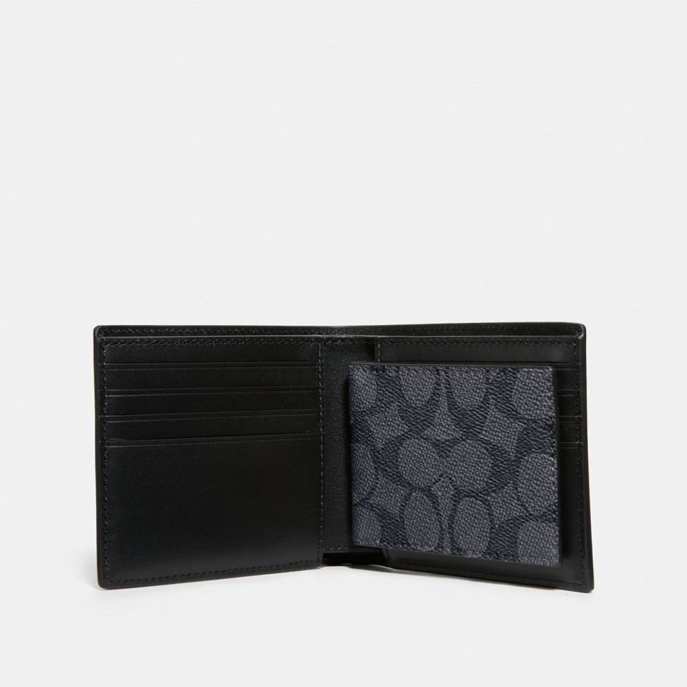 Signature Coated Canvas/Smooth Leather/Charcoal/Black Coach 3 In 1 Wallet In Signature Canvas | COH866717