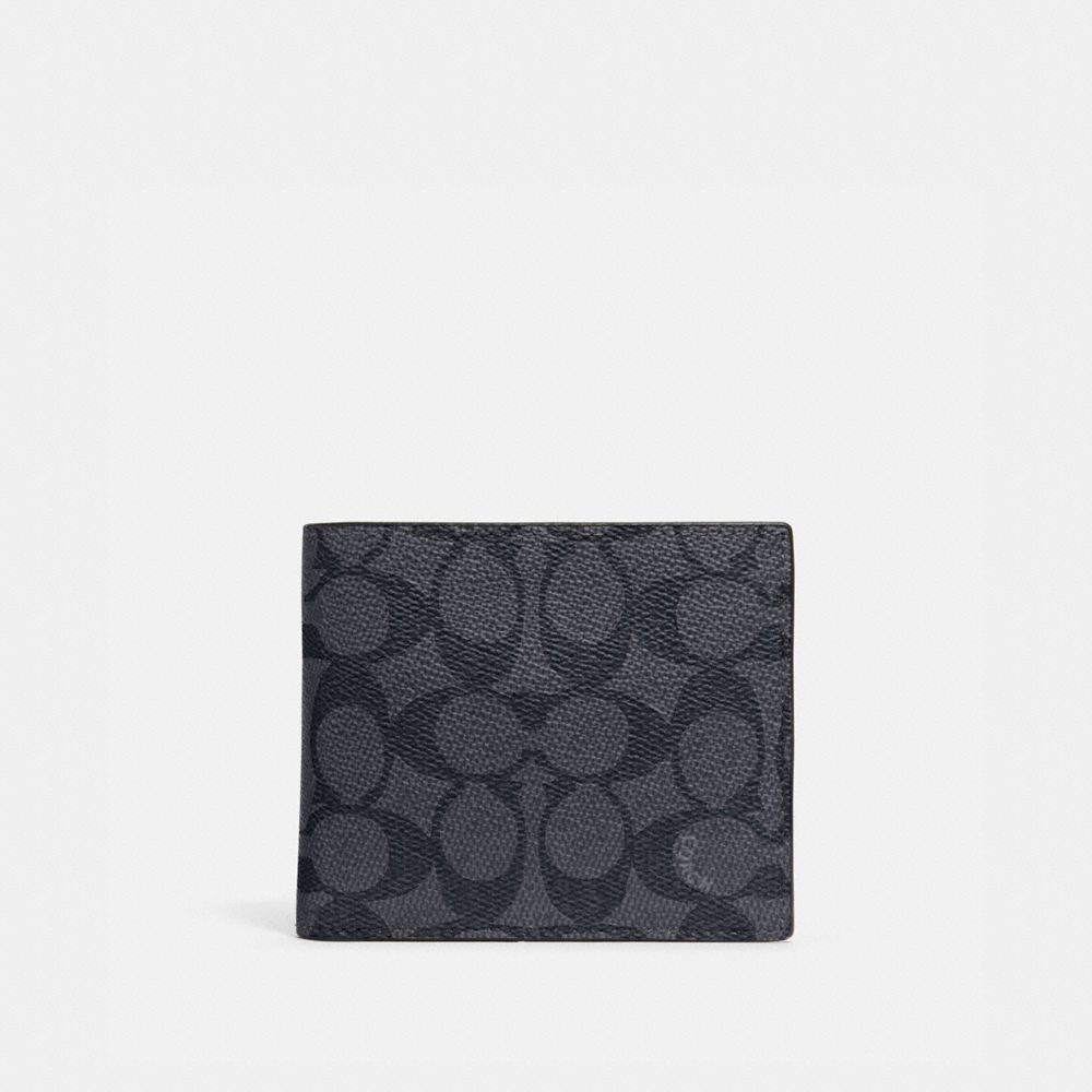 Signature Coated Canvas/Smooth Leather/Charcoal/Black Coach 3 In 1 Wallet In Signature Canvas | COH866717