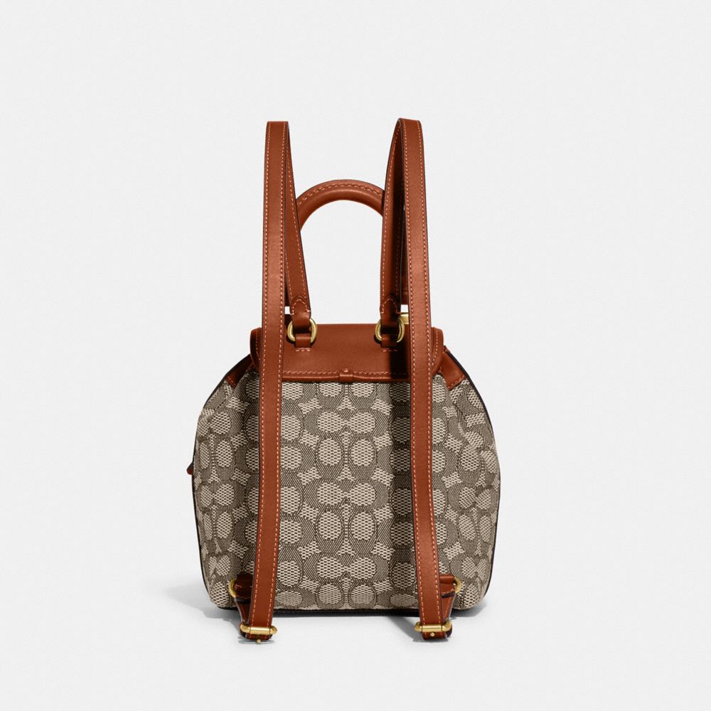 Signature Jacquard/Brass/Cocoa Burnished Amb Coach Riya Backpack 21 In Signature Textile Jacquard | COH865478