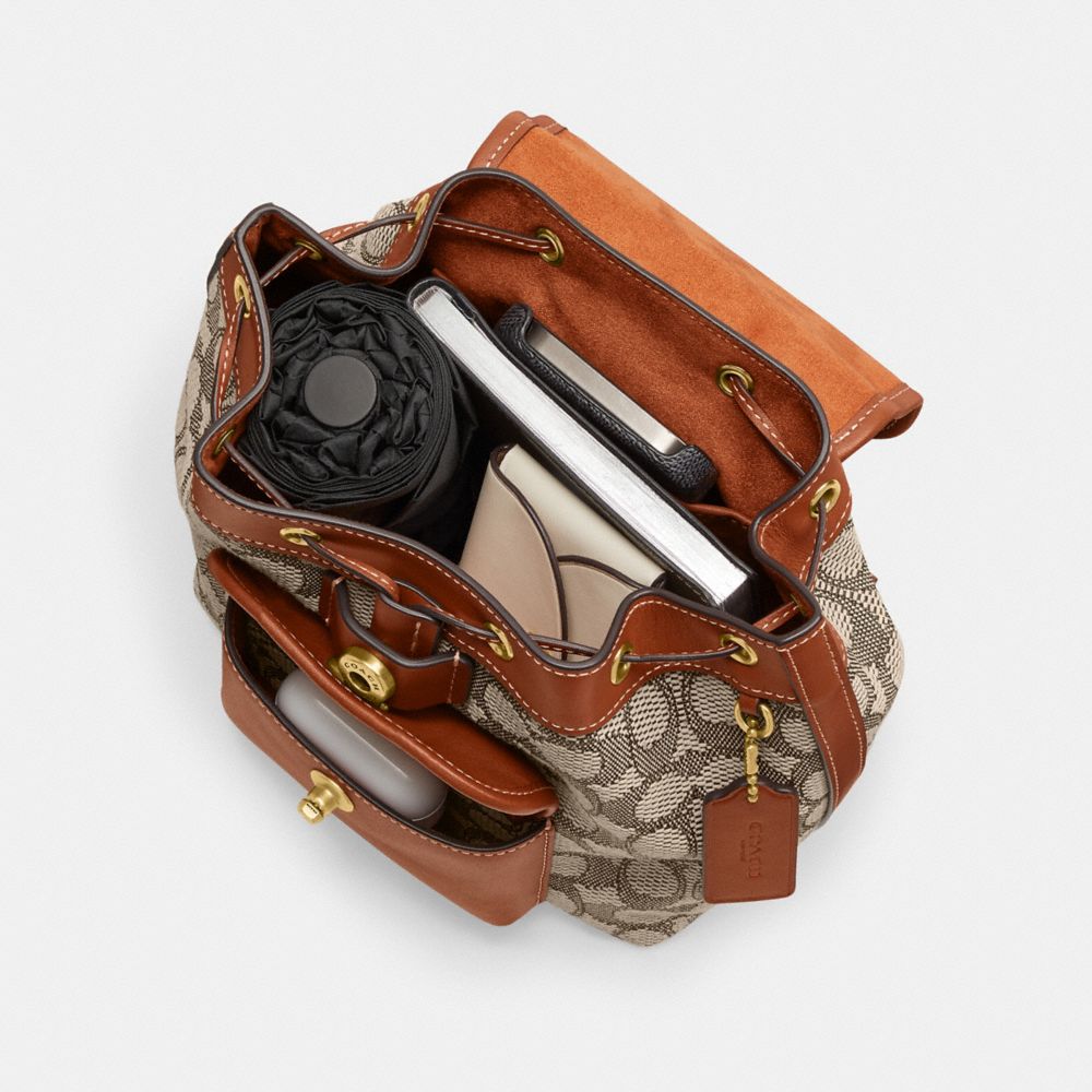 Signature Jacquard/Brass/Cocoa Burnished Amb Coach Riya Backpack 21 In Signature Textile Jacquard | COH865478