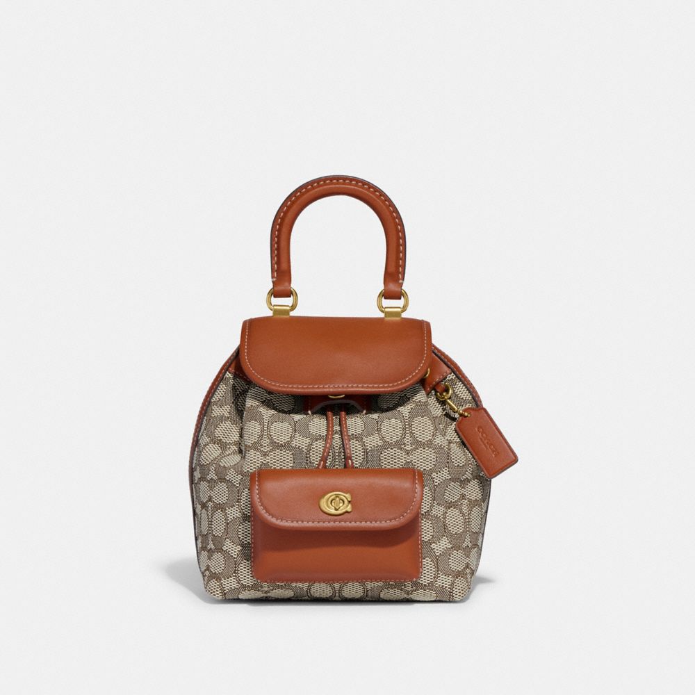 Signature Jacquard/Brass/Cocoa Burnished Amb Coach Riya Backpack 21 In Signature Textile Jacquard | COH865478