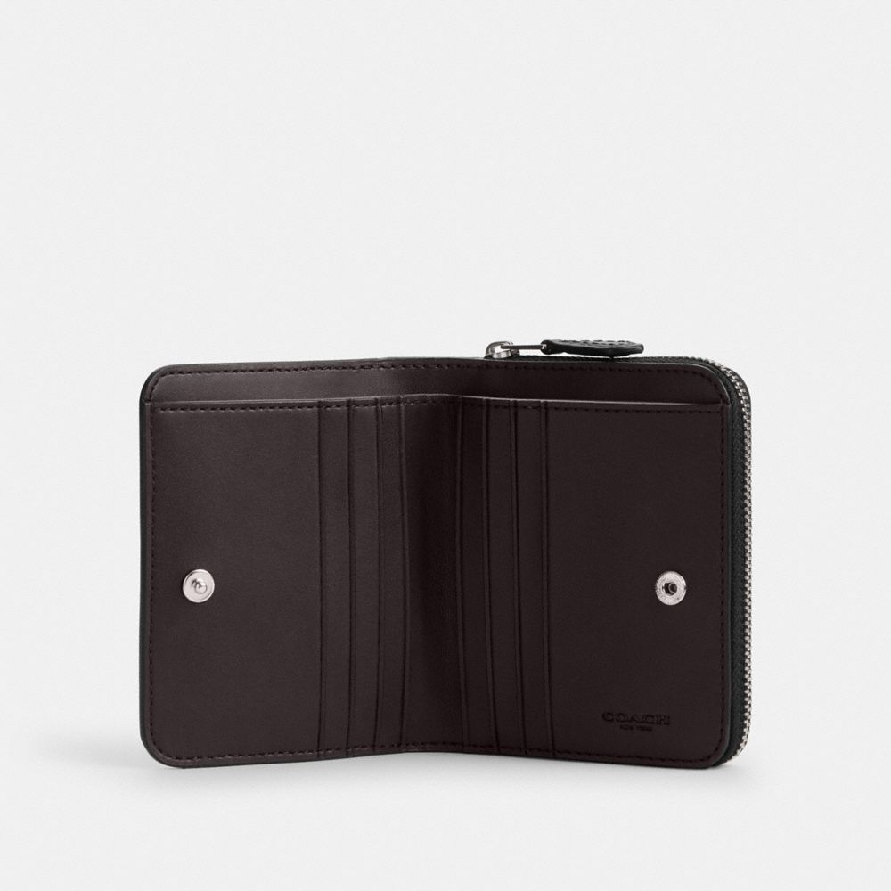 Silver/Black Coach Billfold Wallet With Rivets | COH865617