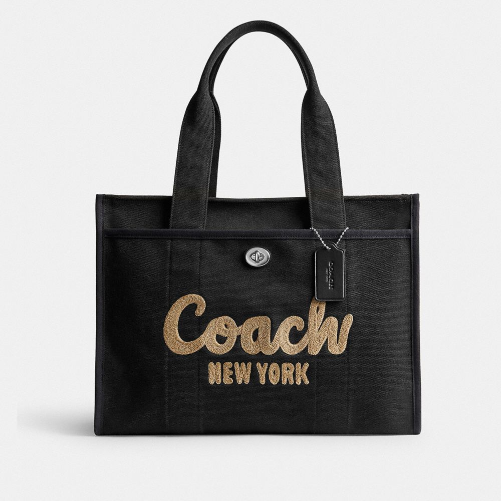 Silver/Black Coach Cargo Tote Bag 42 | COH865101