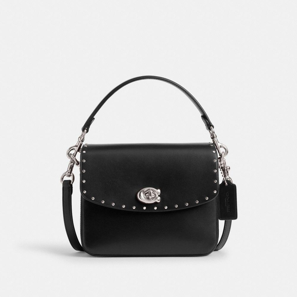 Silver/Black Coach Cassie Crossbody Bag 19 With Rivets | COH865388