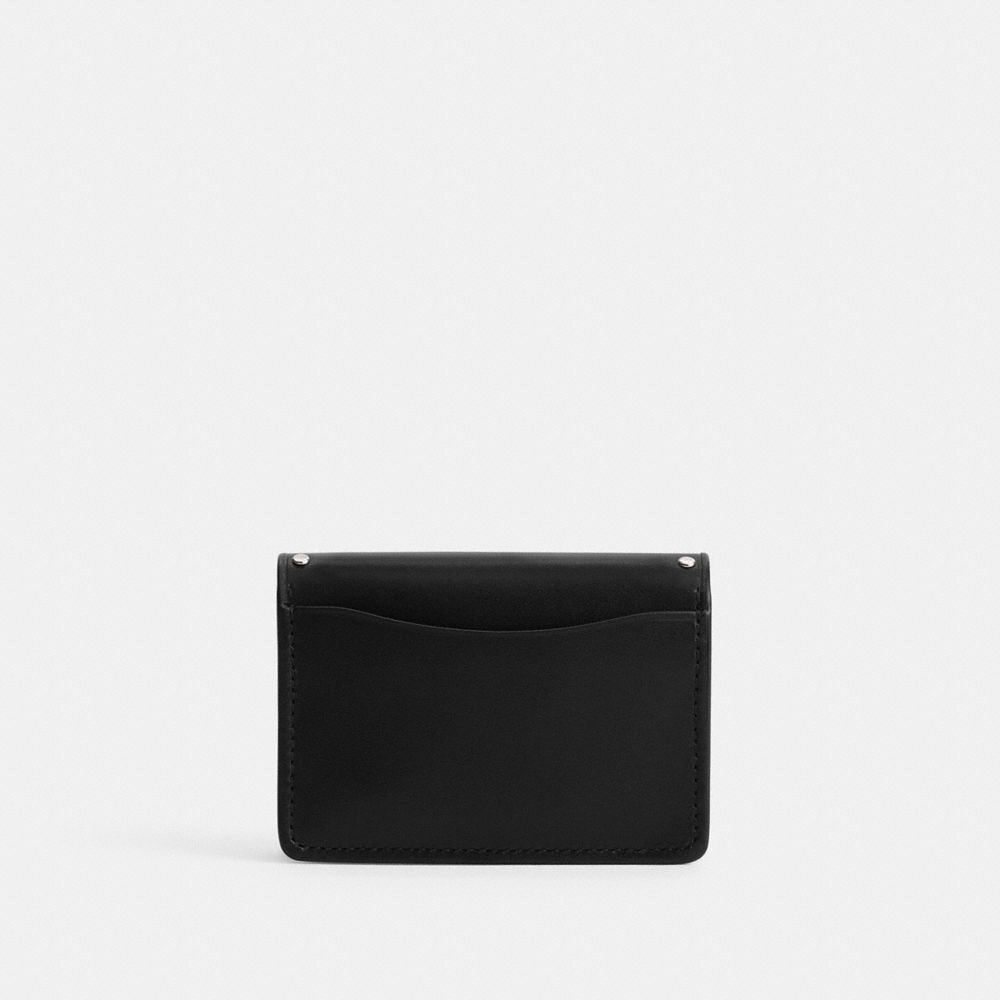 Silver/Black Coach Essential Half Flap Card Case With Rivets | COH865574