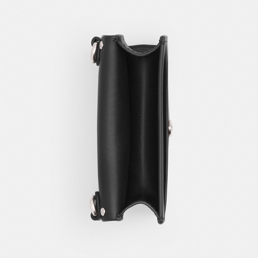Silver/Black Coach Essential Half Flap Card Case With Rivets | COH865574