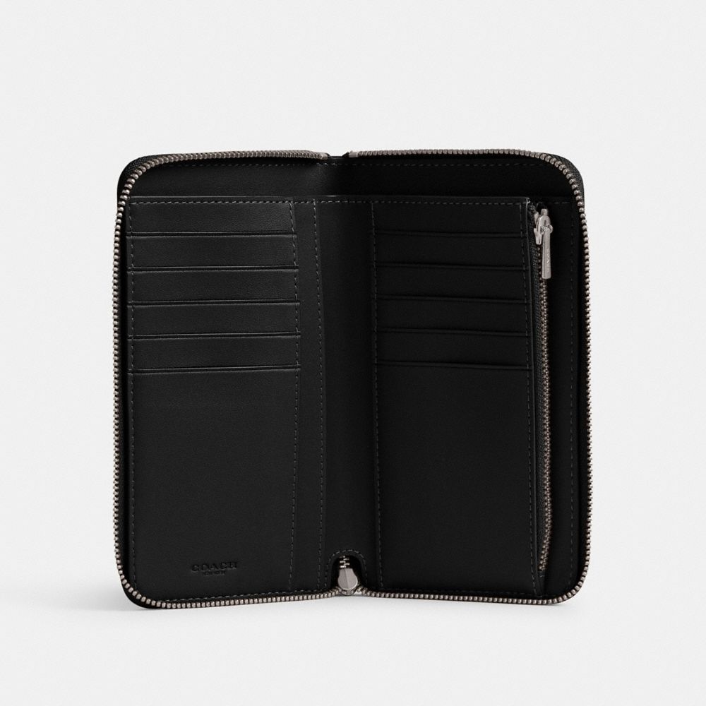 Silver/Black Coach Essential Medium Zip Around Wallet | COH865508