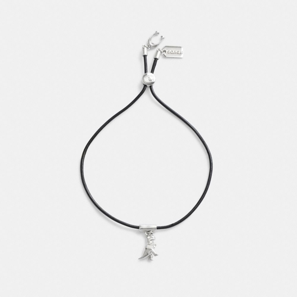 Silver/Black Coach Rexy Leather Slider Bracelet | COH866230