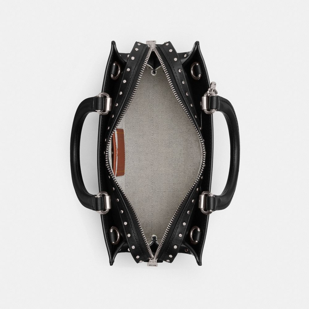 Silver/Black Coach Rogue Bag 26 With Rivets | COH865181