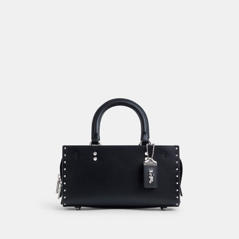Silver/Black Coach Rogue Bag 26 With Rivets | COH865181