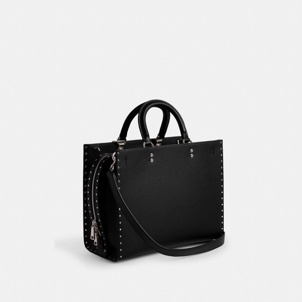 Silver/Black Coach Rogue Bag With Rivets | COH864952