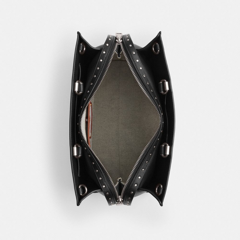 Silver/Black Coach Rogue Bag With Rivets | COH864952