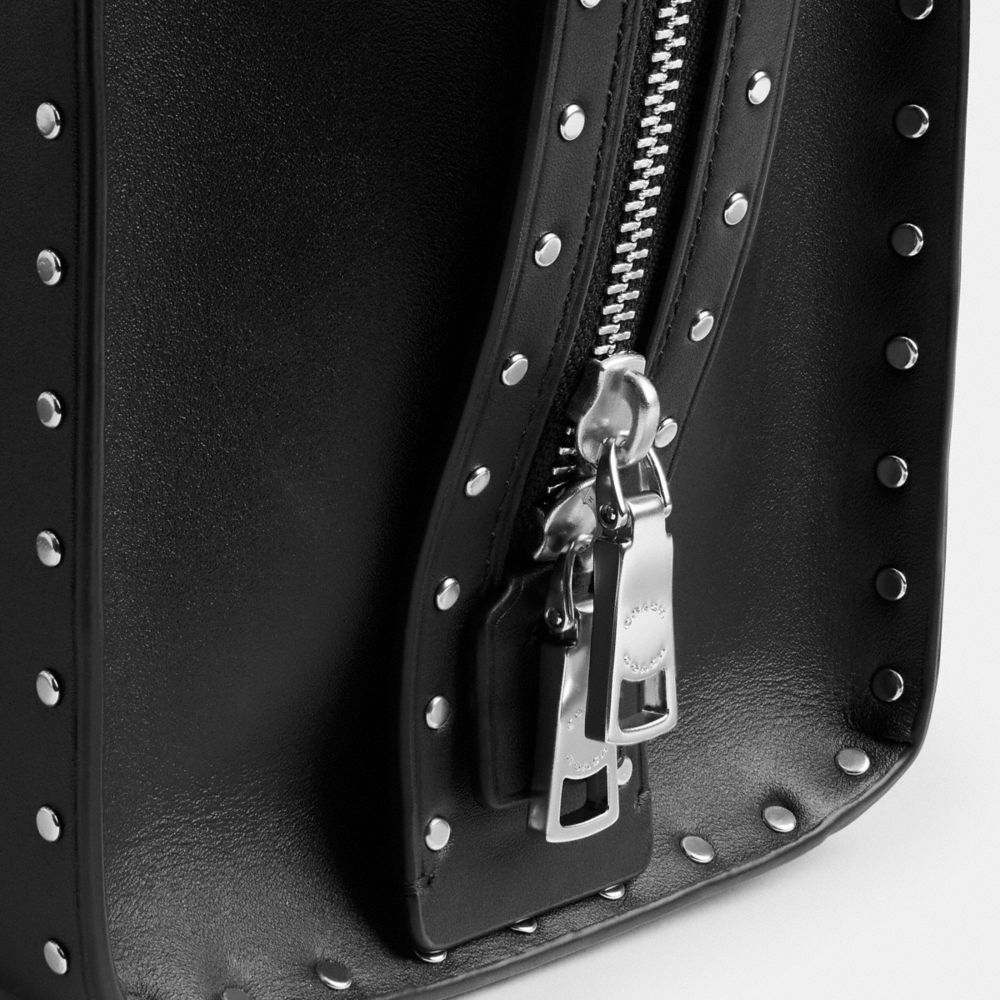 Silver/Black Coach Rogue Bag With Rivets | COH864952