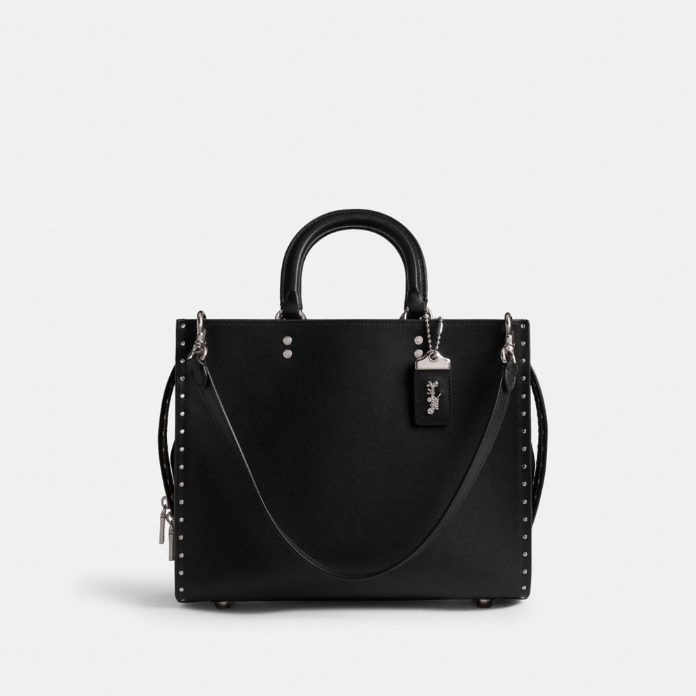 Silver/Black Coach Rogue Bag With Rivets | COH864952