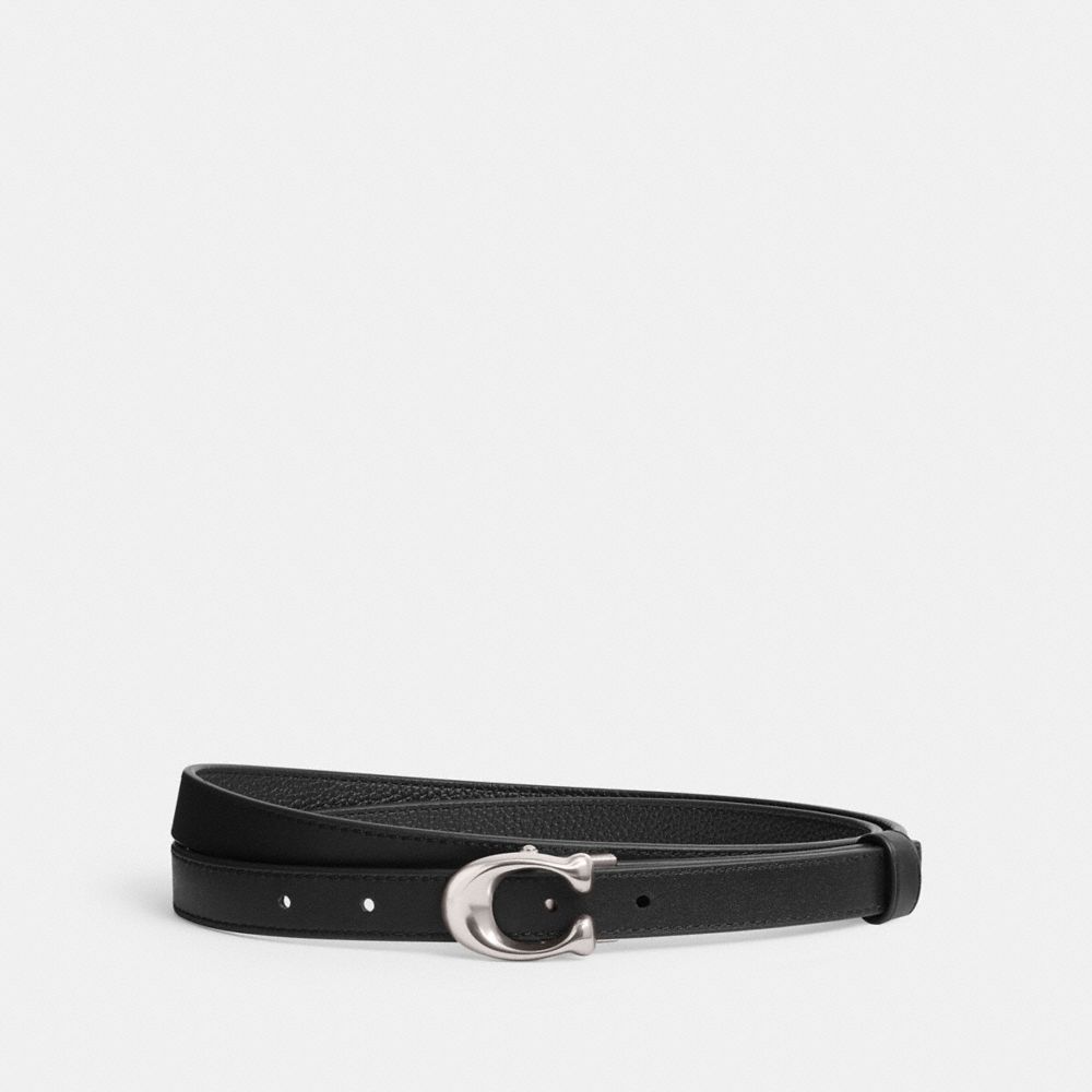 Silver/Black Coach Sculpted Signature Buckle Reversible Belt, 20 Mm | COH866316
