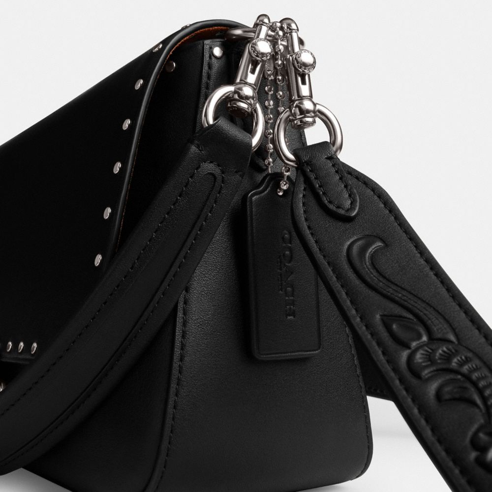 Silver/Black Coach Soft Tabby Shoulder Bag With Rivets | COH864954