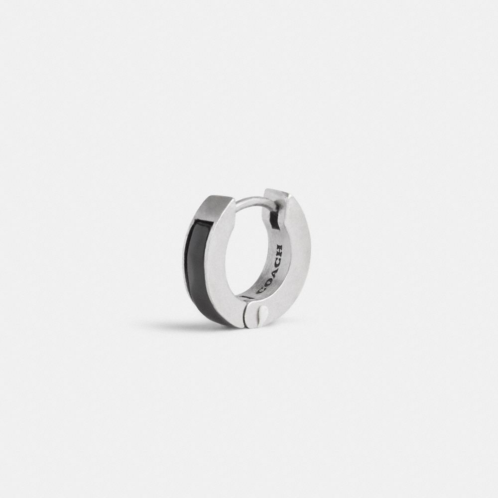 Silver/Black Coach Sterling Silver Hoop Earring | COH867022