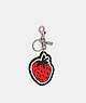 Silver/Black Coach Strawberry Bag Charm | COH866477