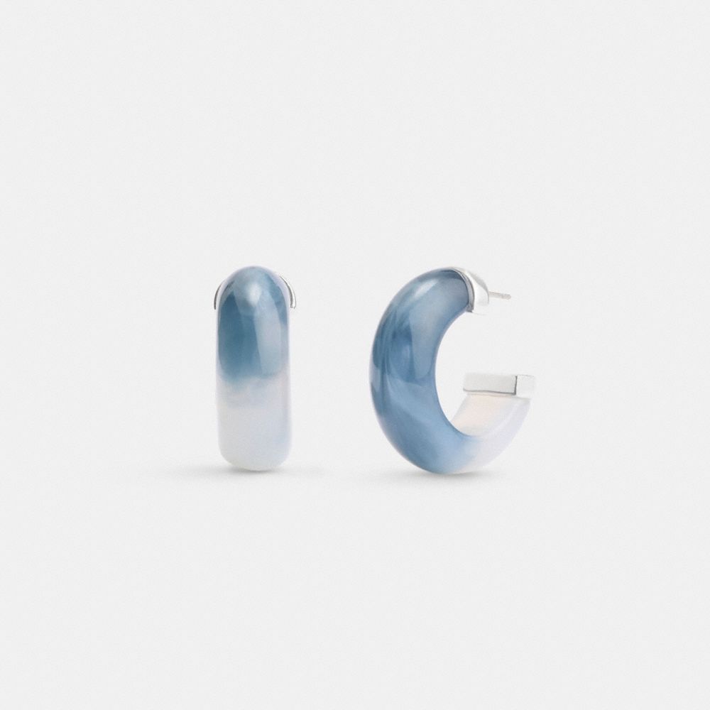 Silver/Blue Coach Resin Tie Dye Hoop Earrings | COH866223