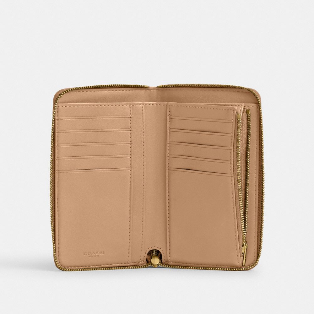 Silver/Buff Coach Medium Zip Around Wallet | COH865505