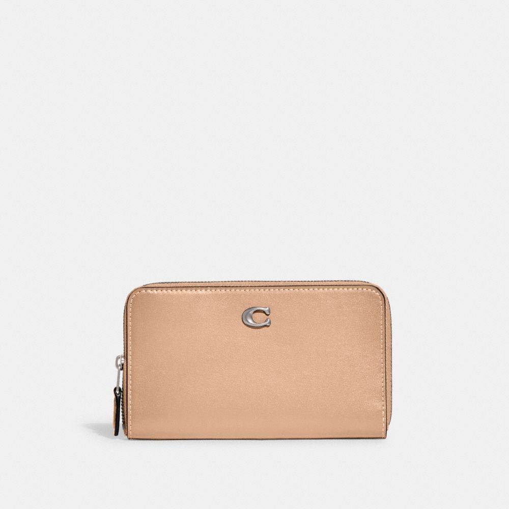 Silver/Buff Coach Medium Zip Around Wallet | COH865505