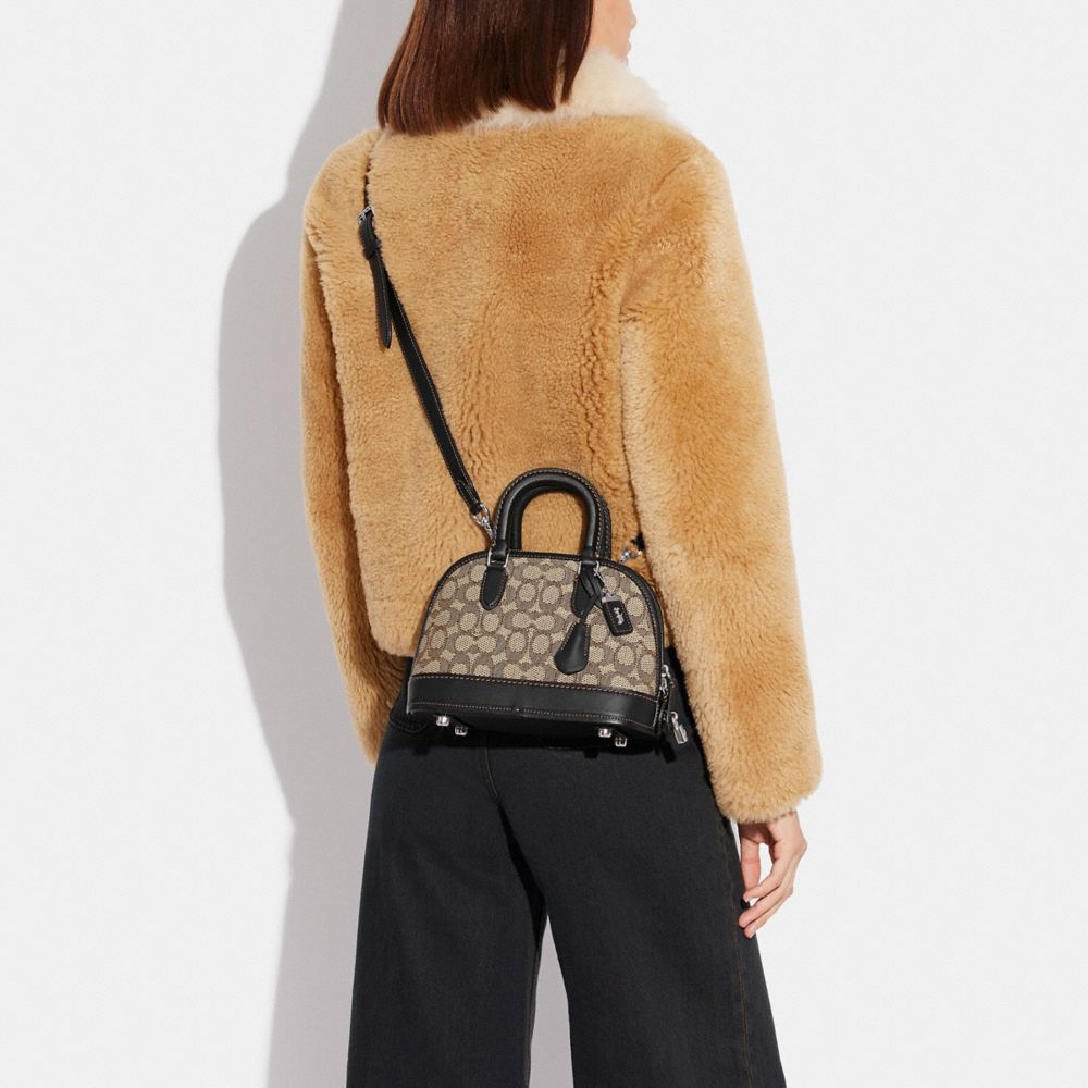 Silver/Cocoa Black Coach Revel Bag 24 In Signature Textile Jacquard | COH864931