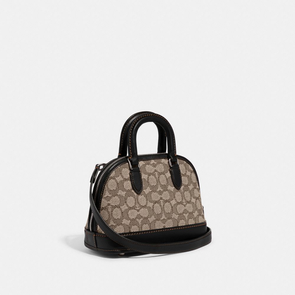 Silver/Cocoa Black Coach Revel Bag 24 In Signature Textile Jacquard | COH865144