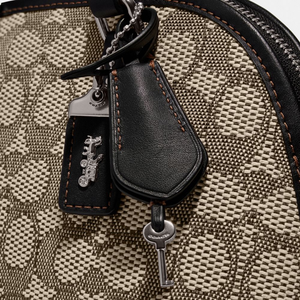 Silver/Cocoa Black Coach Revel Bag 24 In Signature Textile Jacquard | COH865144
