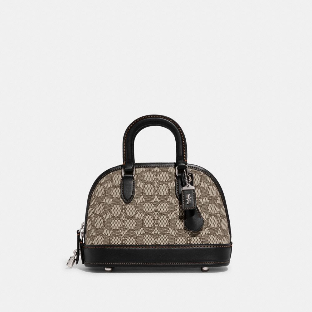 Silver/Cocoa Black Coach Revel Bag 24 In Signature Textile Jacquard | COH865144