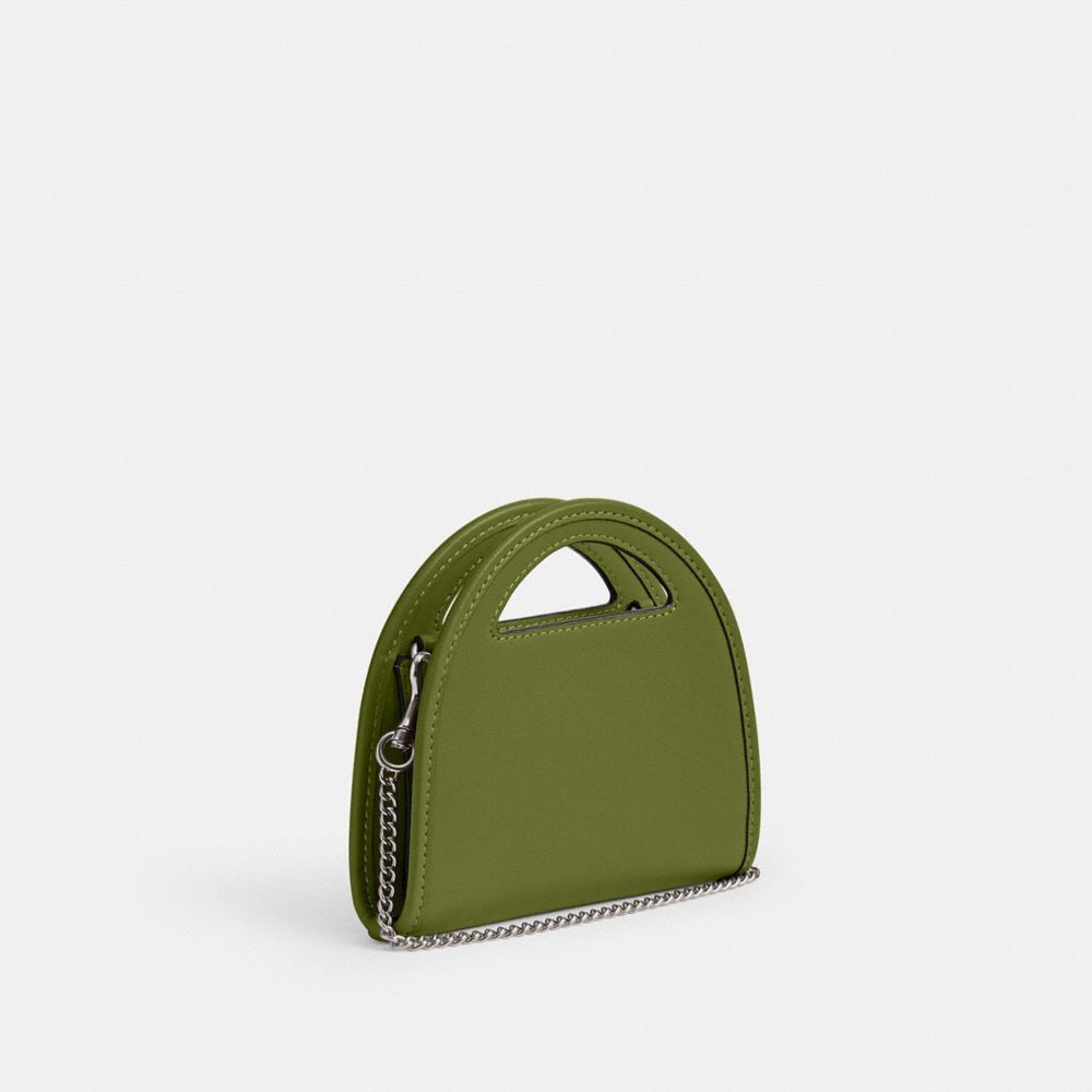 Silver/Dark Lime Coach Top Handle Card Case | COH865647