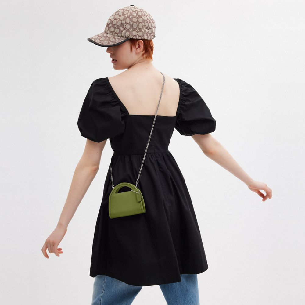 Silver/Dark Lime Coach Top Handle Card Case | COH865647