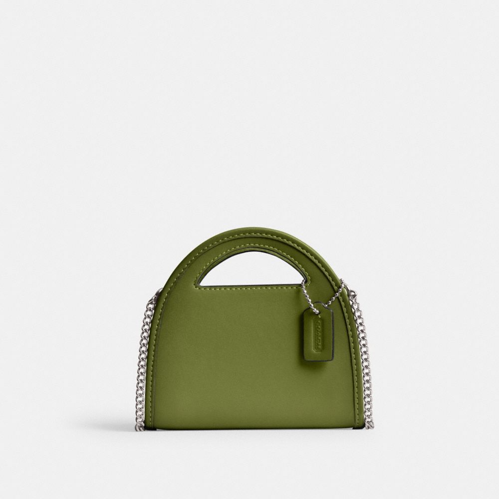 Silver/Dark Lime Coach Top Handle Card Case | COH865647