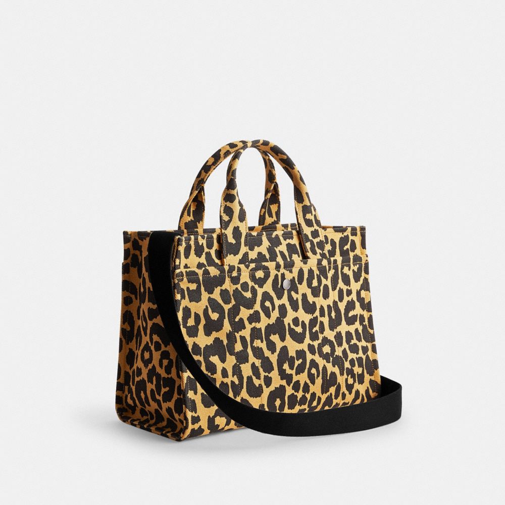 Silver/Leopard Coach Cargo Tote Bag With Leopard Print | COH865102