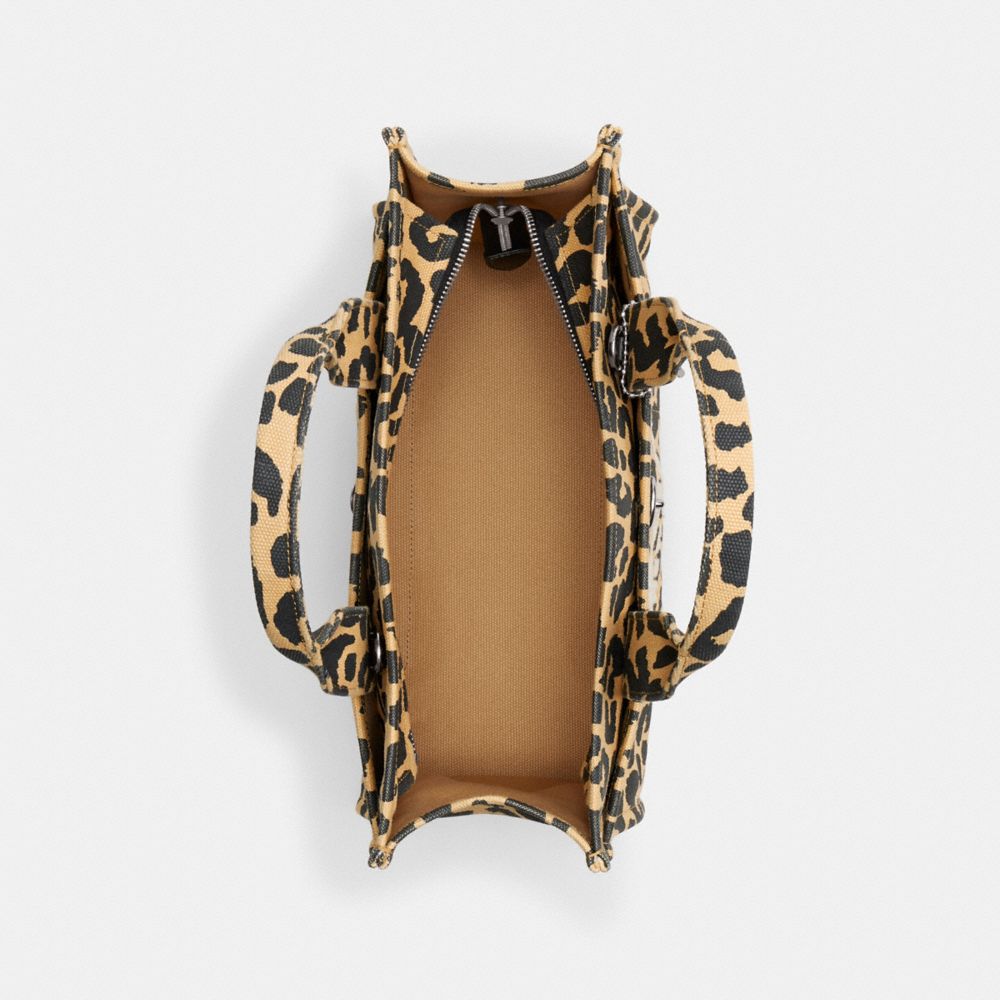Silver/Leopard Coach Cargo Tote Bag With Leopard Print | COH865102