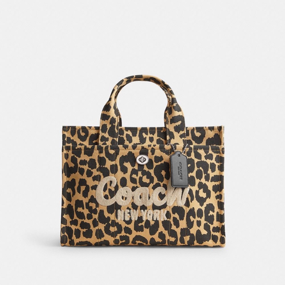 Silver/Leopard Coach Cargo Tote Bag With Leopard Print | COH865102
