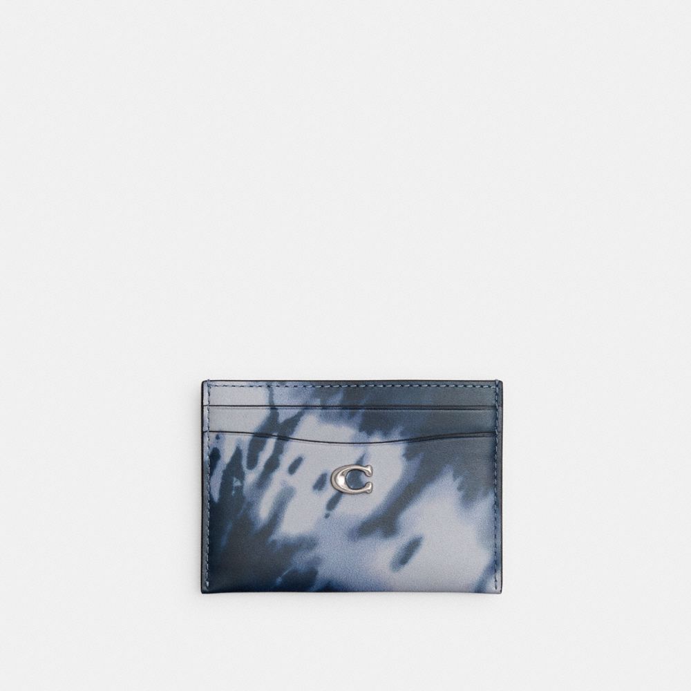 Silver/Midnight Navy Coach Essential Card Case With Tie Dye Print | COH865719