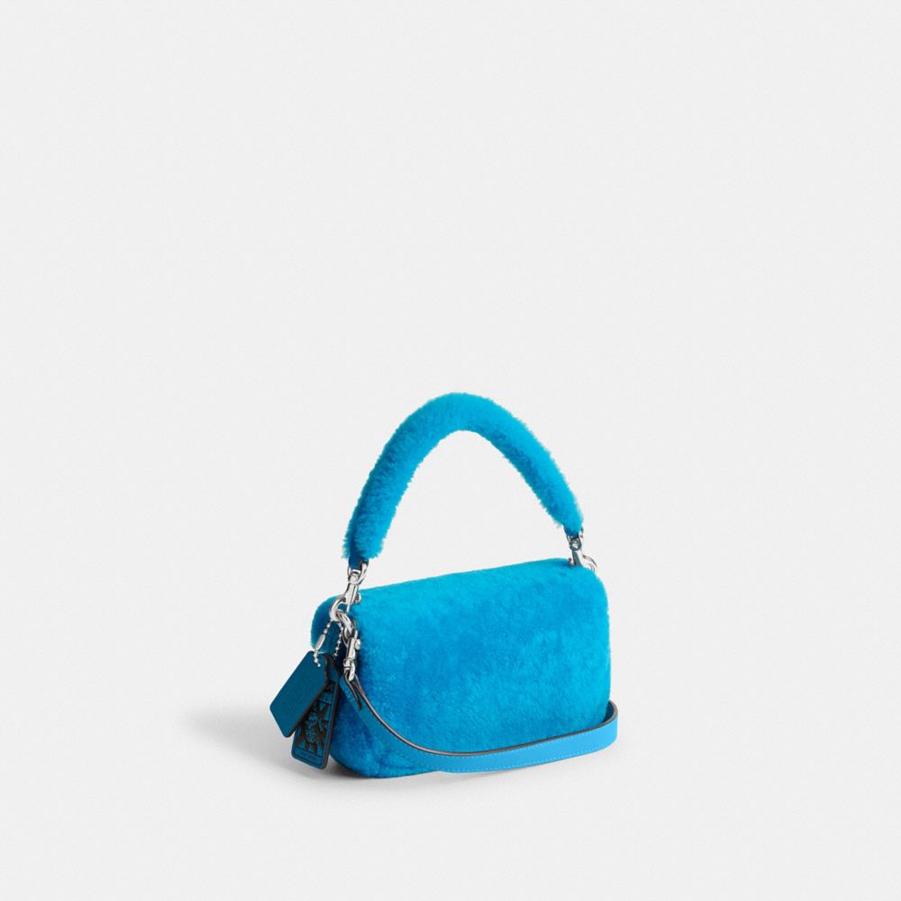 Silver/Montero Blue Coach The Lil Nas X Drop Tabby Shoulder Bag 18 In Shearling | COH864804