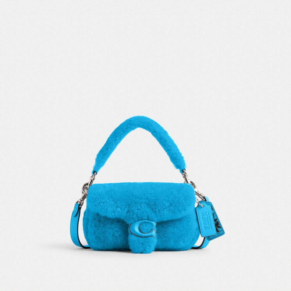 Silver/Montero Blue Coach The Lil Nas X Drop Tabby Shoulder Bag 18 In Shearling | COH864804